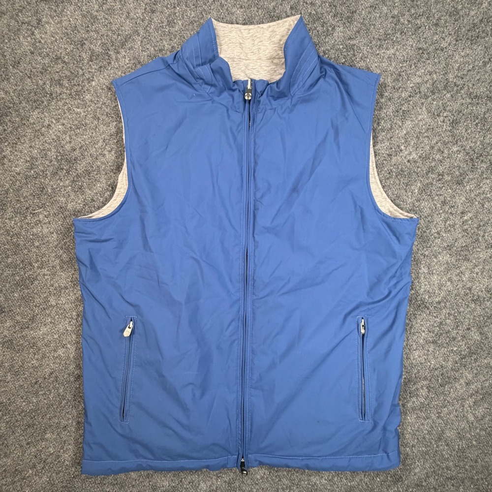 Peter Millar Reversible Vest Mens Medium Blue Grey Full Zip Golf Outdoor 0929